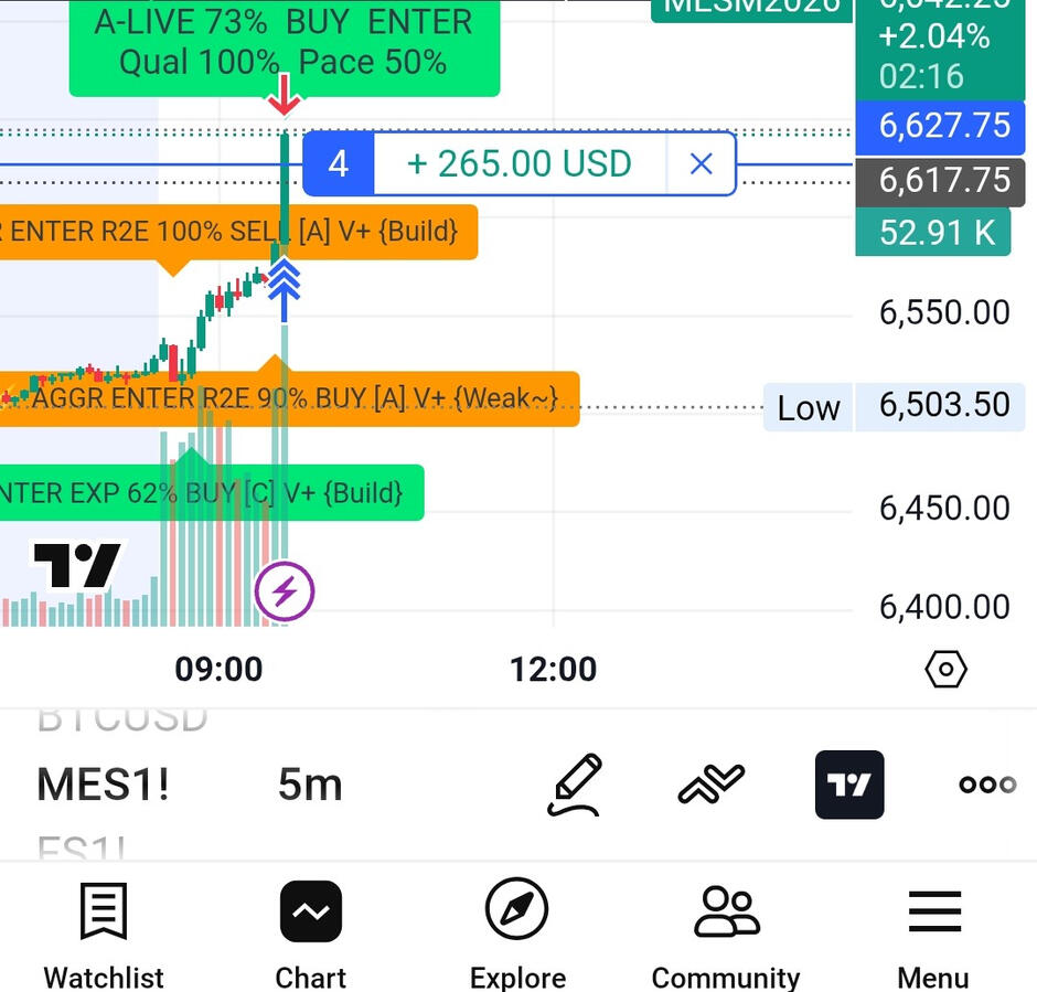 $265 on MES. Set the Alert. Take the trade from your phone. Rinse and Repeat. Stack wins. Scale results
